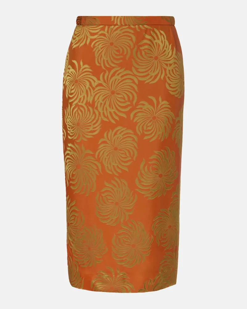 Dries van Noten Bedruckter Midirock Orange