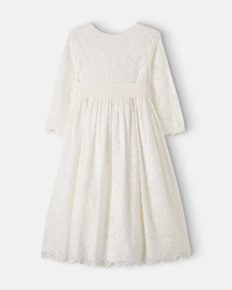 Il Gufo Kleid aus Baumwollgemisch und Spitze Weiß