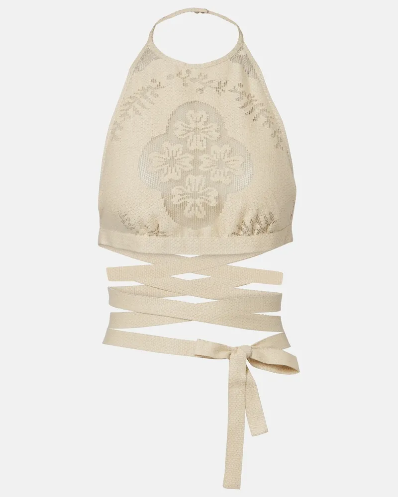 Valentino Garavani Cropped-Top aus einem Baumwollgemisch Beige