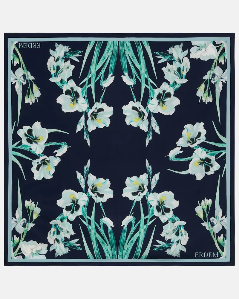 Erdem Tuch aus Seiden-Twill Blau