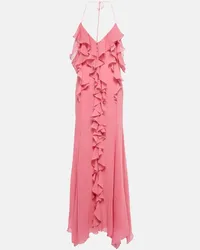 Blumarine Maxikleid aus Baumwolle und Seide Pink