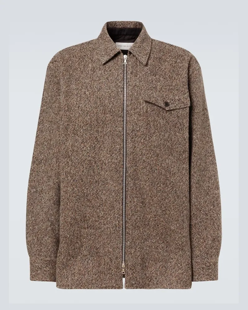 Dries van Noten Hemdjacke aus Tweed Grau