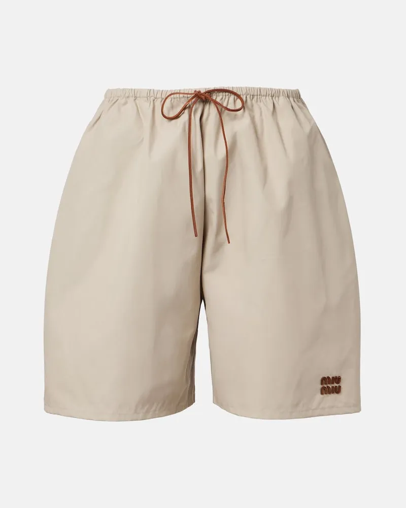 Miu Miu Bermuda-Shorts aus einem Baumwollgemisch Beige