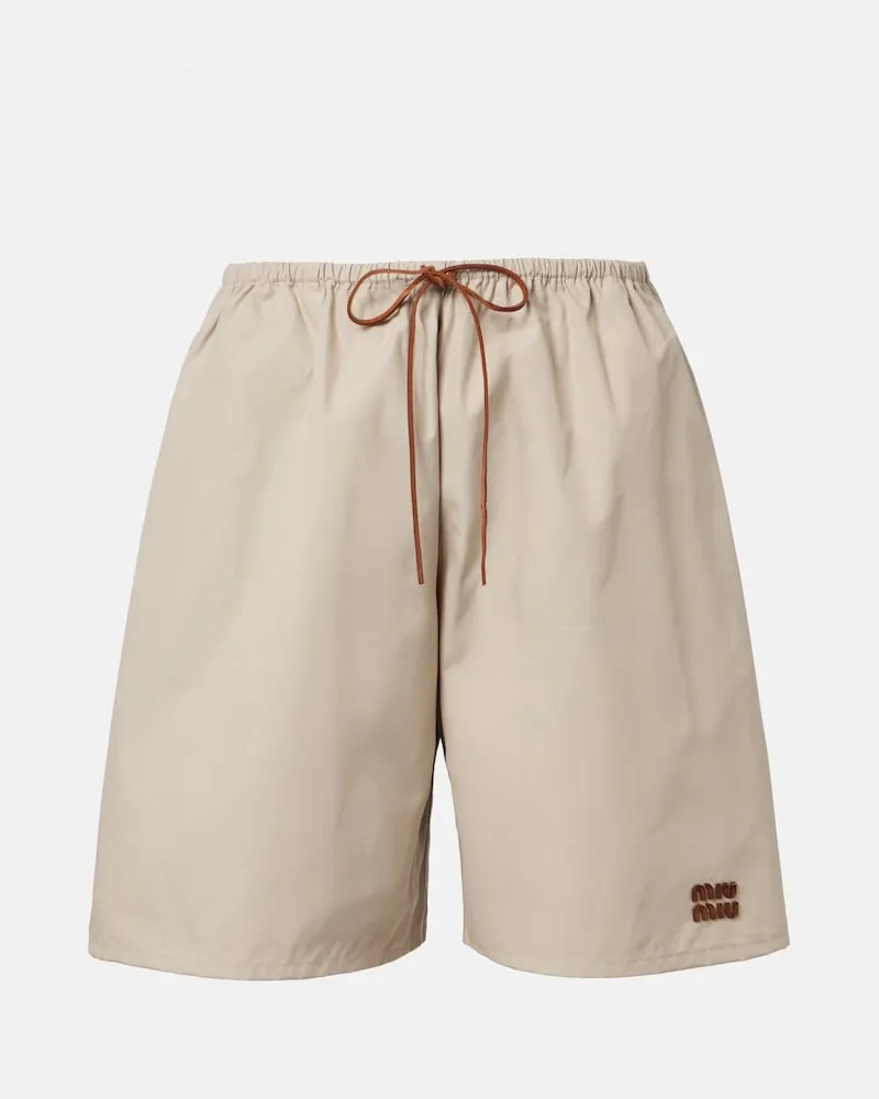 Miu Miu Bermuda-Shorts aus einem Baumwollgemisch Beige