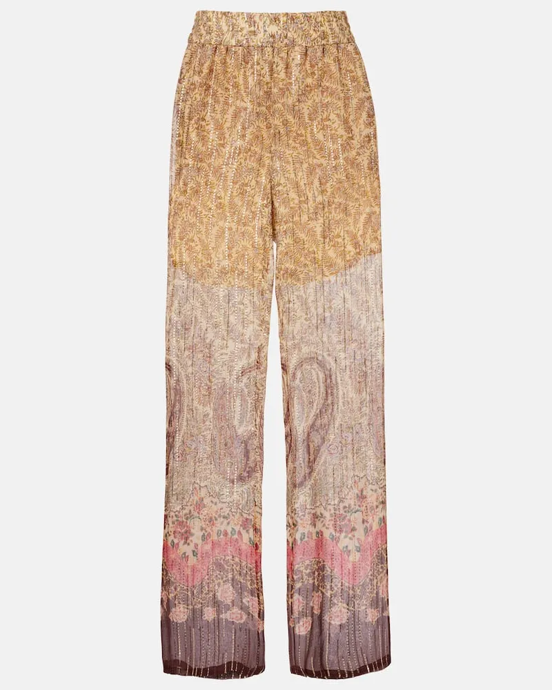 Valentino Garavani Weite Hose aus einem Seidengemisch Multicolor