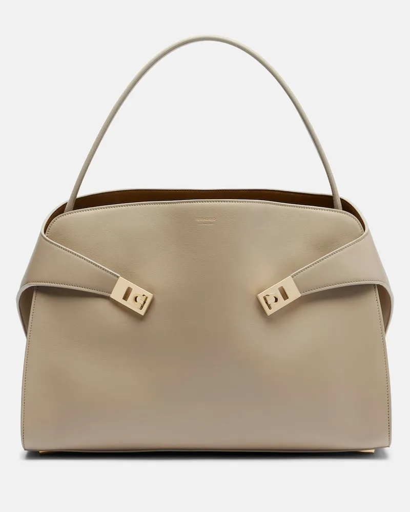 Ferragamo Schultertasche Hug Large aus Leder Beige