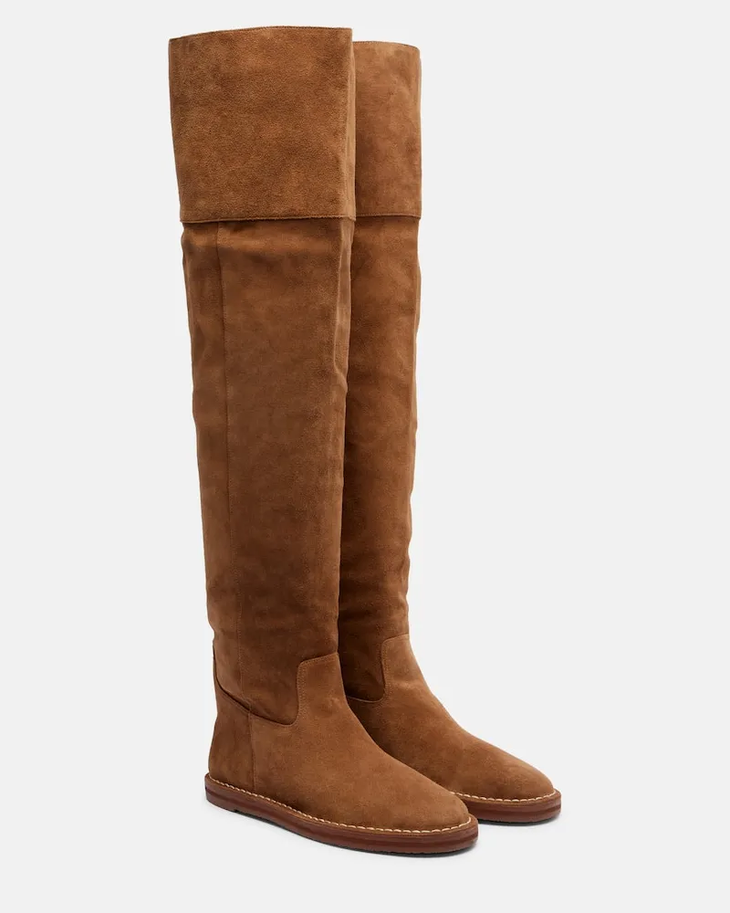 FARM Rio Overknee-Stiefel aus Veloursleder Braun