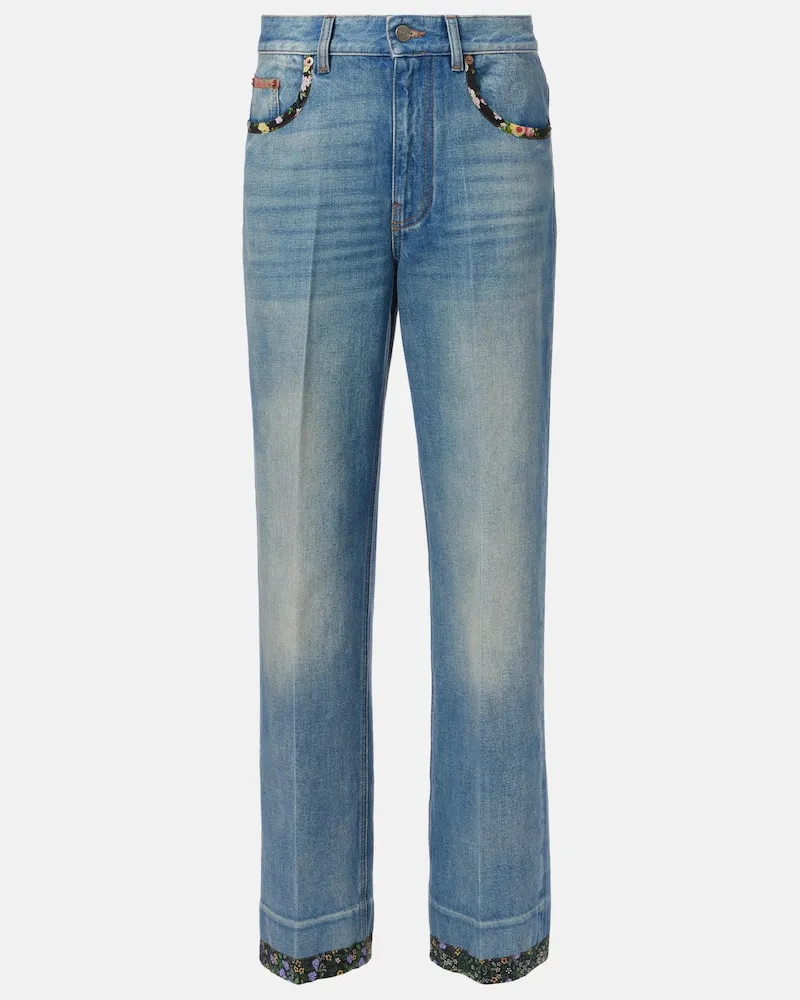 Valentino Garavani High-Rise Straight Jeans Blau