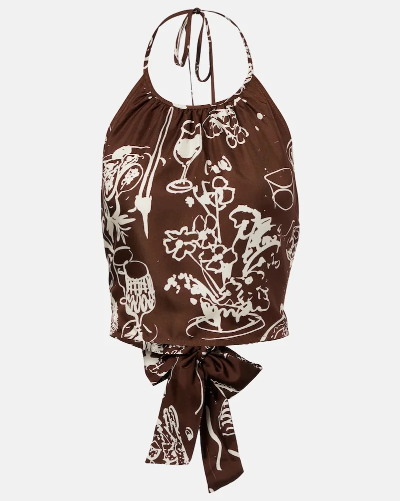 ASCENO Cropped-Top Bello aus Seide Braun