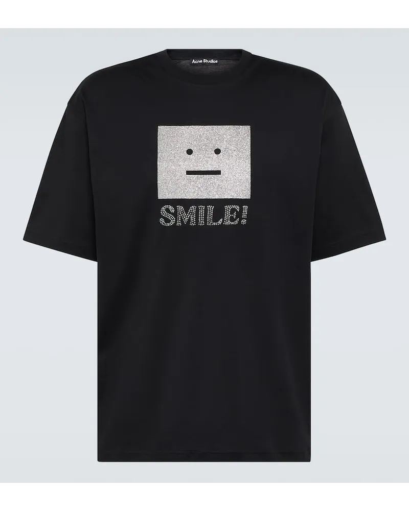 Acne Studios T-Shirt Face aus Baumwoll-Jersey Schwarz