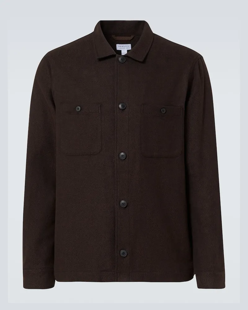 Sunspel Hemdjacke aus Baumwolle Braun