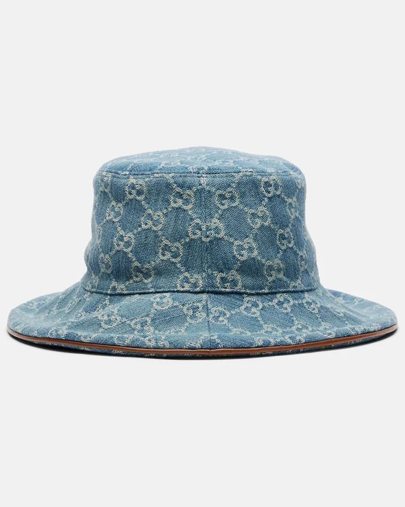 Gucci Hut Horsebit aus Denim Blau