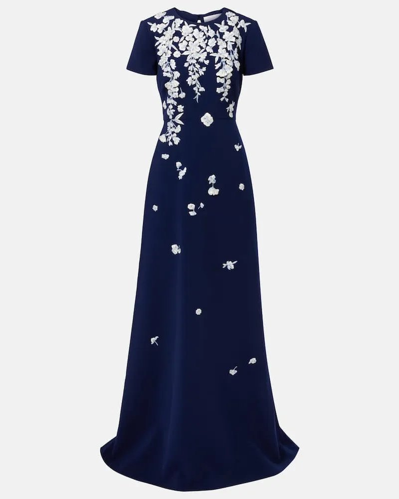 Carolina Herrera New York Bestickte Robe Blau