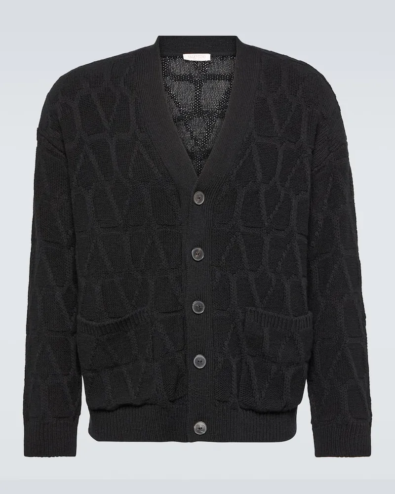 Valentino Garavani Cardigan Toile Iconographe aus Schurwolle Schwarz