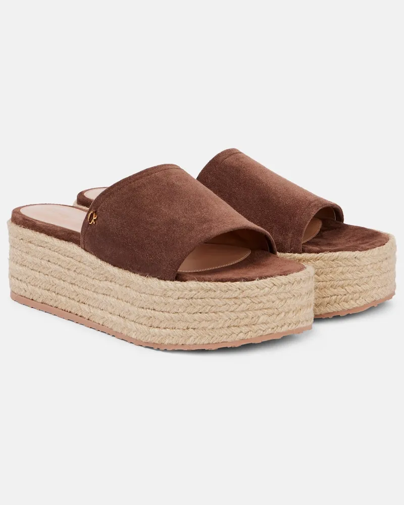 Gianvito Rossi Espadrille-Pantoletten aus Veloursleder Braun