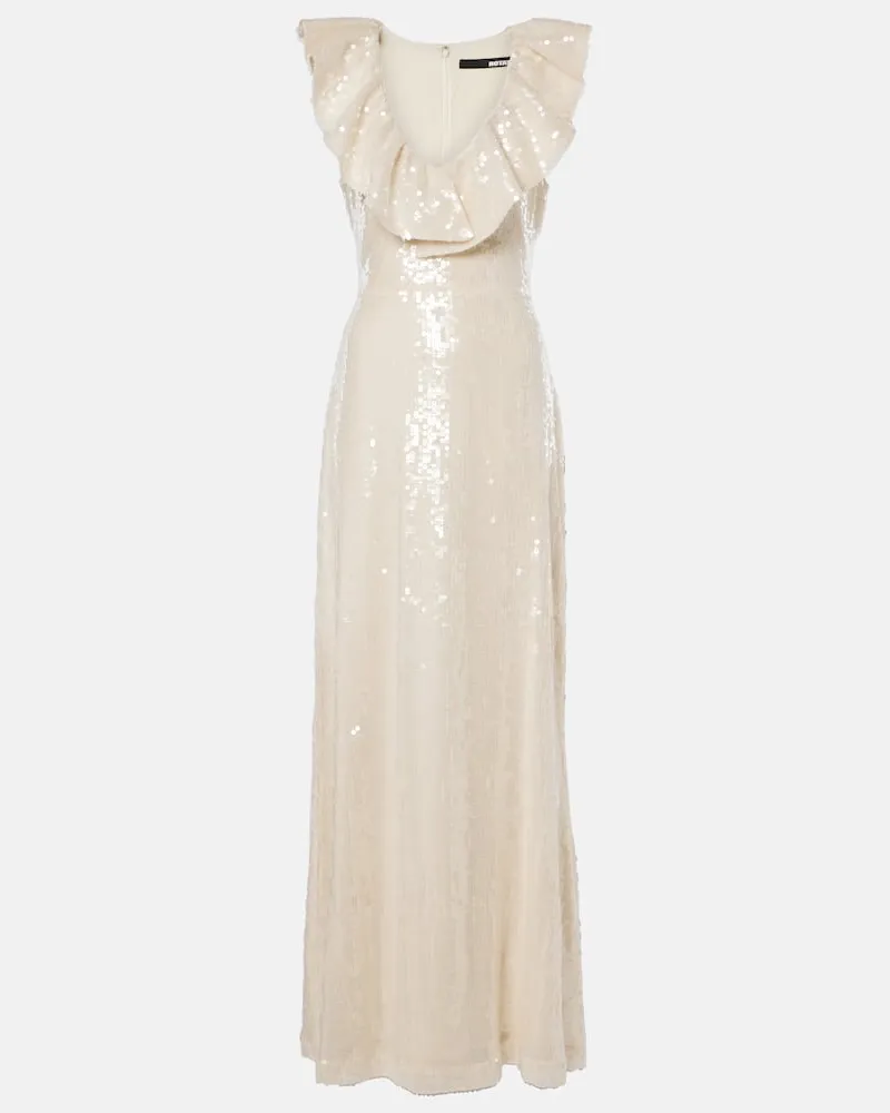 ROTATE Birger Christensen Maxikleid mit Pailletten Weiß