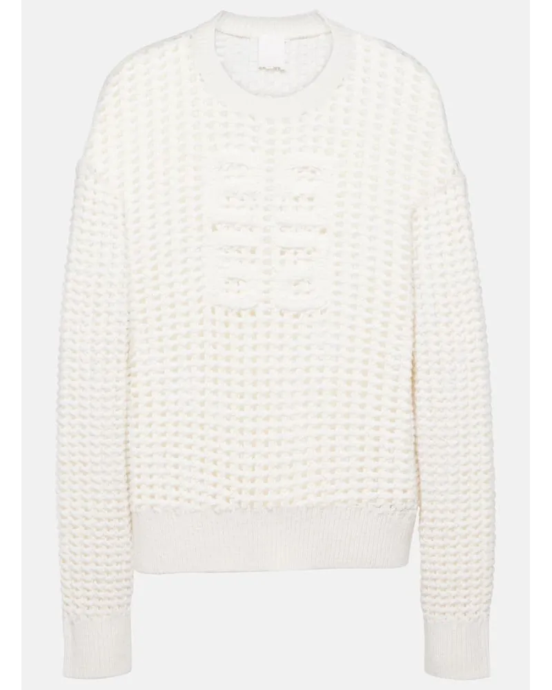 Givenchy Pullover 4G aus Wolle und Kaschmir Weiss