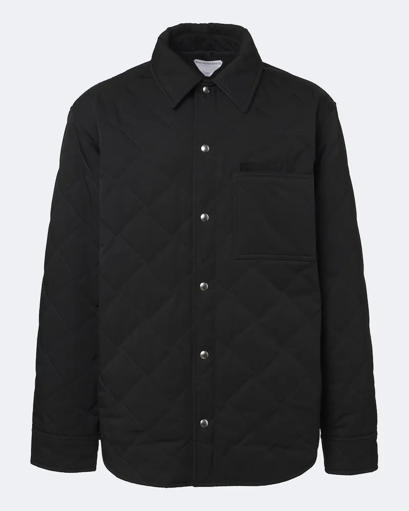 Bottega Veneta Hemdjacke Intrecciato aus einem Baumwollgemisch Schwarz