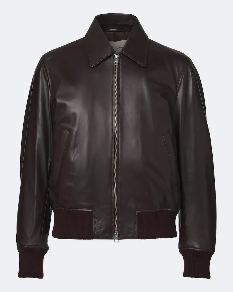 AMI Paris Blouson Ami de Coeur aus Leder Burgunderrot