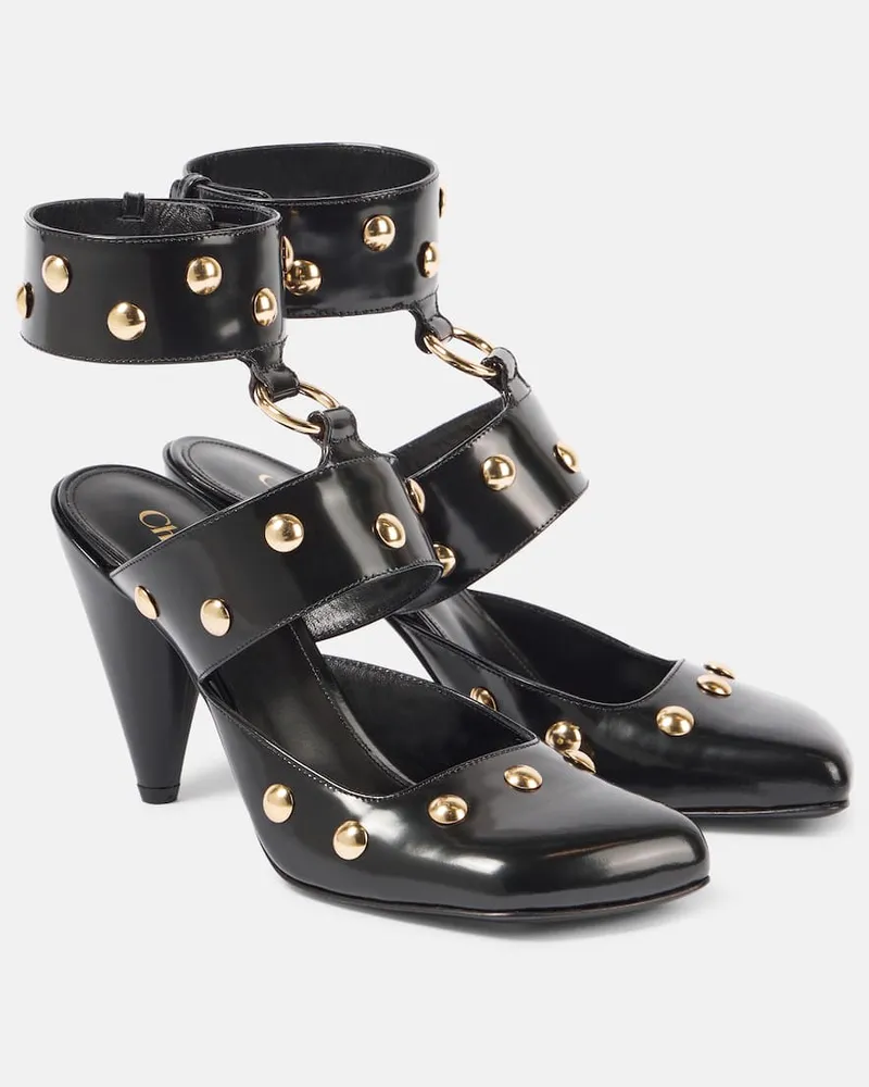 Chloé Chloé Verzierte Pumps Jade aus Leder Schwarz