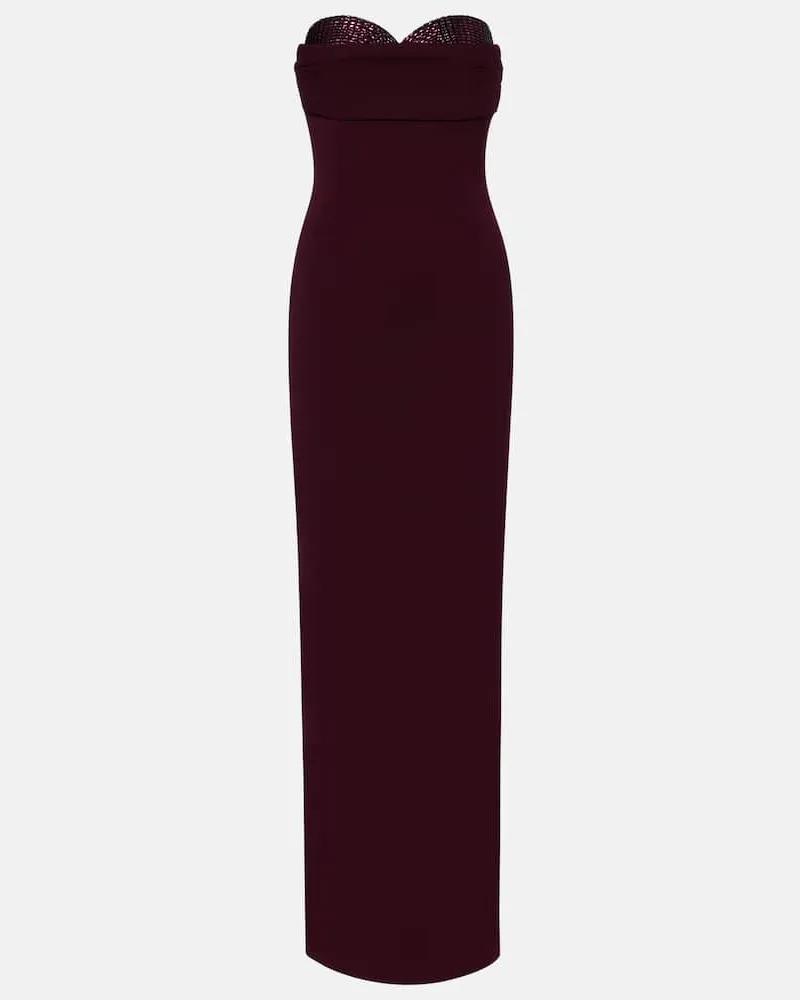 Roland Mouret Verziertes Kleid aus Cady Burgunderrot