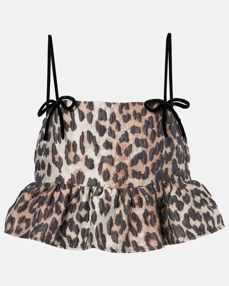 Ganni Top aus Jacquard Braun