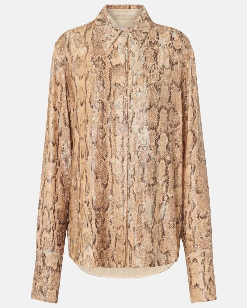 Dries van Noten Hemd mit Pailletten Braun