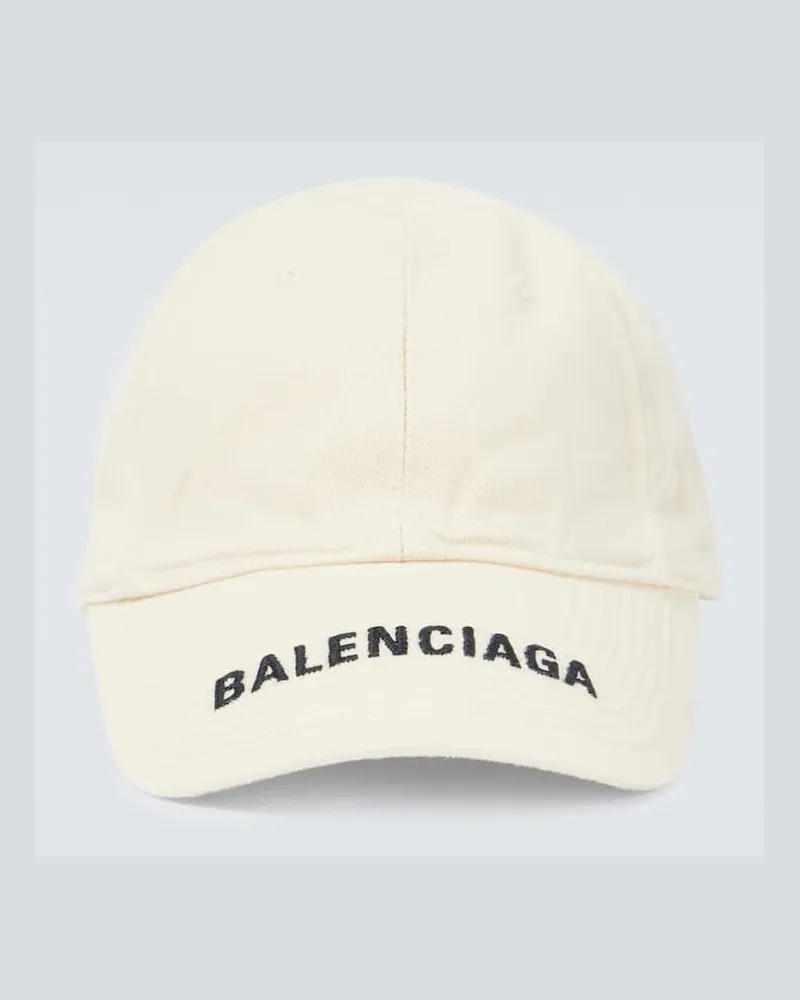 Balenciaga Baseballcap aus Baumwolle Weiß