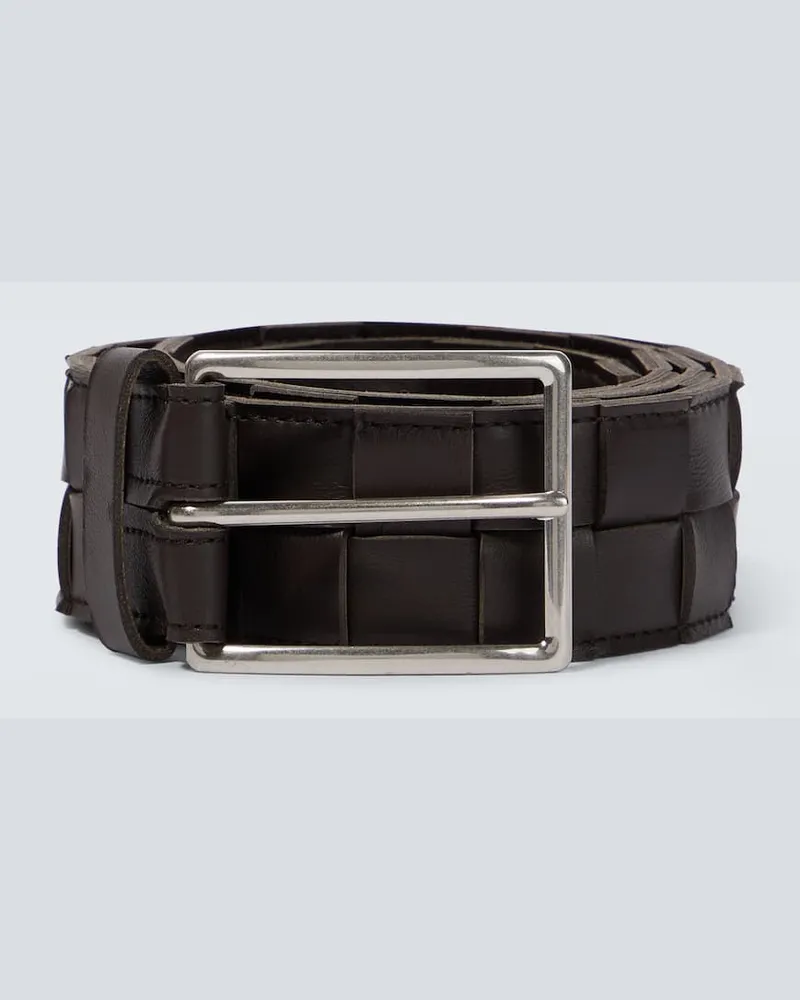 Bottega Veneta Gürtel Intreccio aus Leder Silber