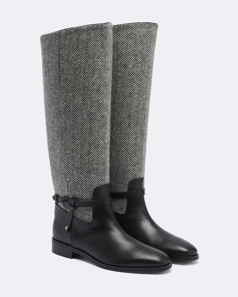 Jimmy Choo Kniehohe Stiefel Lawton aus Leder Schwarz
