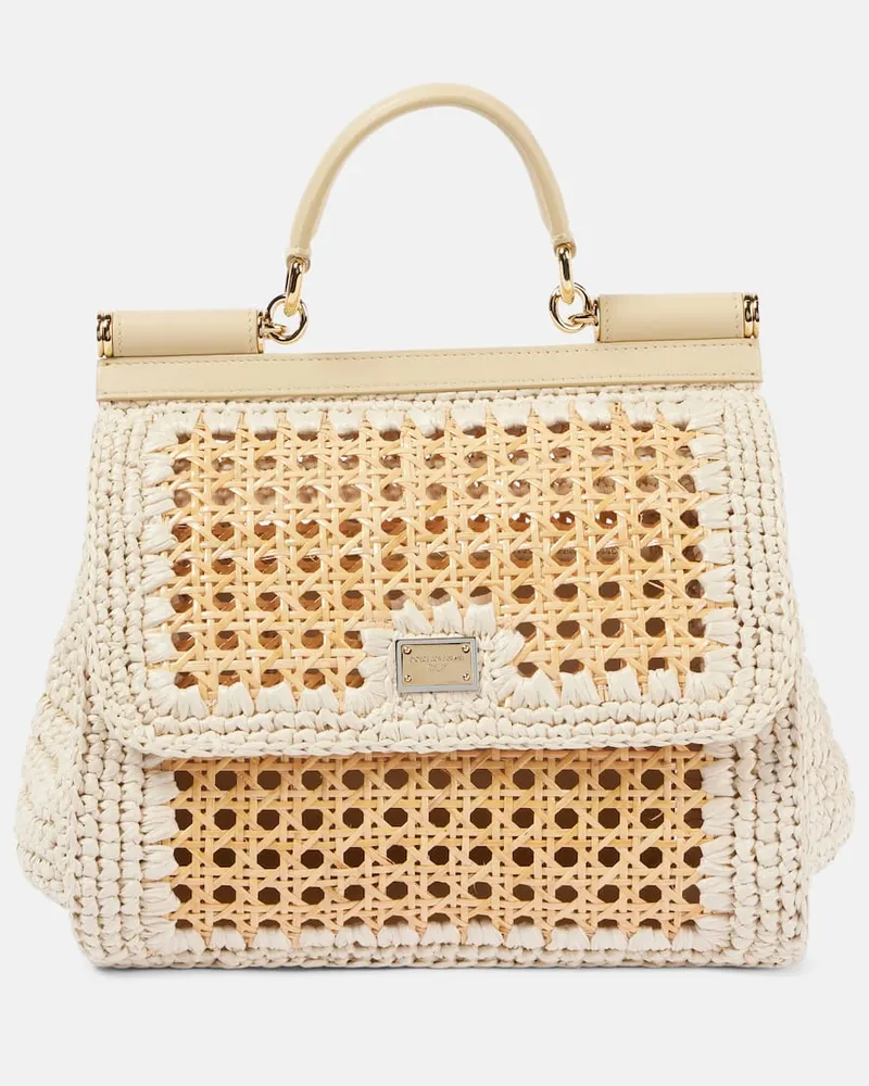 Dolce & Gabbana Tote Sicily Medium mit Leder Weiss