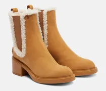 Chelsea Boots aus Veloursleder mit Shearling
