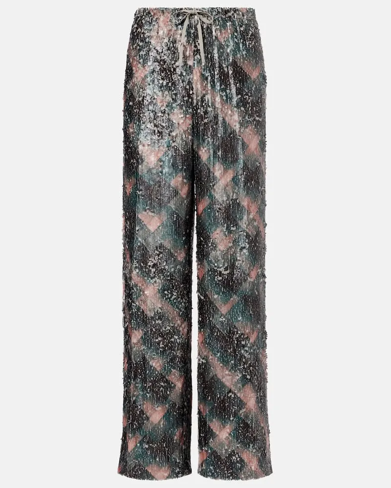 Dries van Noten Hose mit Pailletten Grün