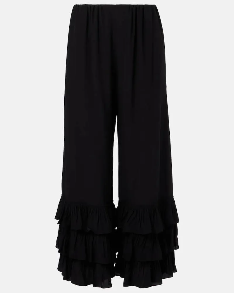 Chloé Chloé Weite Hose aus Crêpe de Chine aus Seide Schwarz