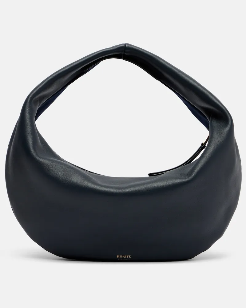 KHAITE Tote Bag Olivia Medium aus Leder und Veloursleder Blau