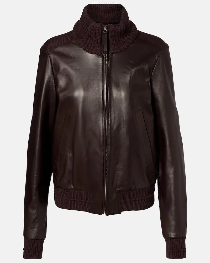 Proenza Schouler Lederjacke Elenora mit Wolle Braun
