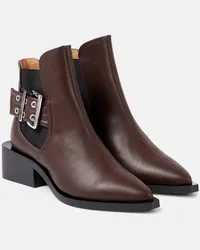 Ganni Chelsea Boots aus Lederimitat Braun