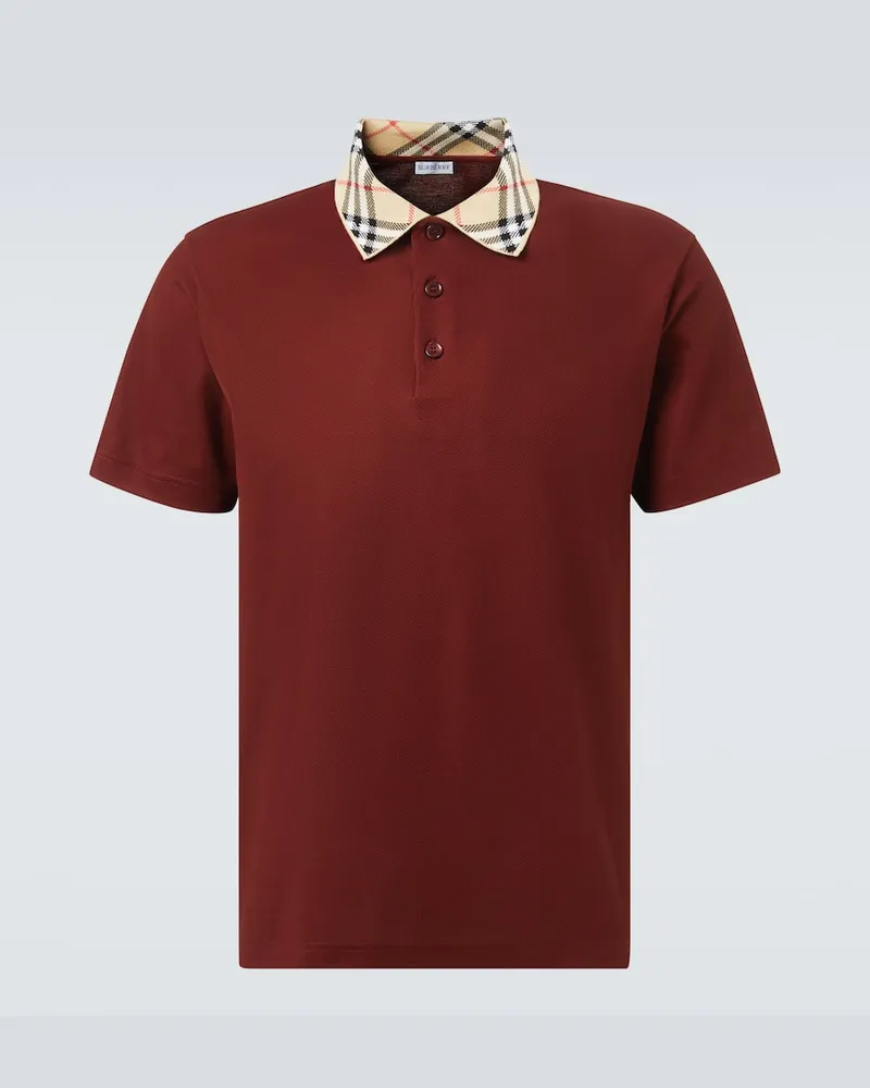 Burberry Polohemd Burberry Check aus Baumwoll-Piqué Rot