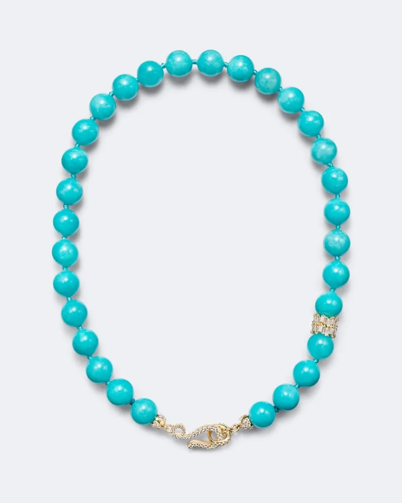 Suzanne Kalan Halskette aus 18kt Gelbgold mit Diamanten und Amazoniten Blau