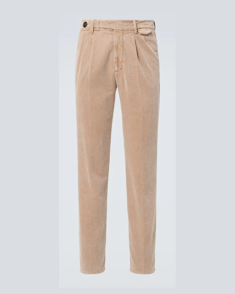 Brunello Cucinelli Gerade Hose aus Baumwoll-Cord Beige