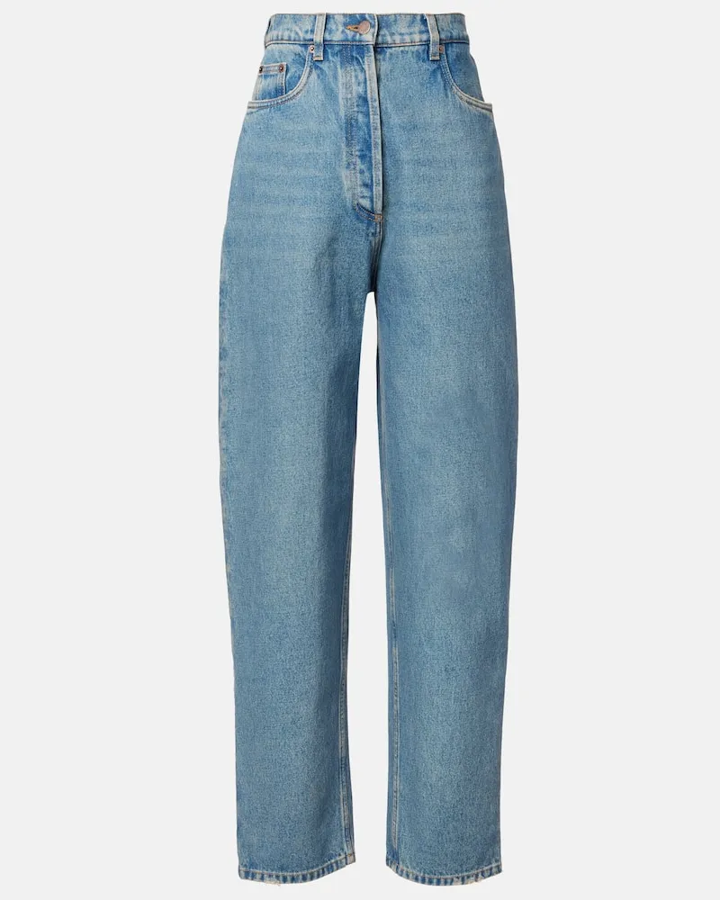 Prada High-Rise Straight Jeans Blau