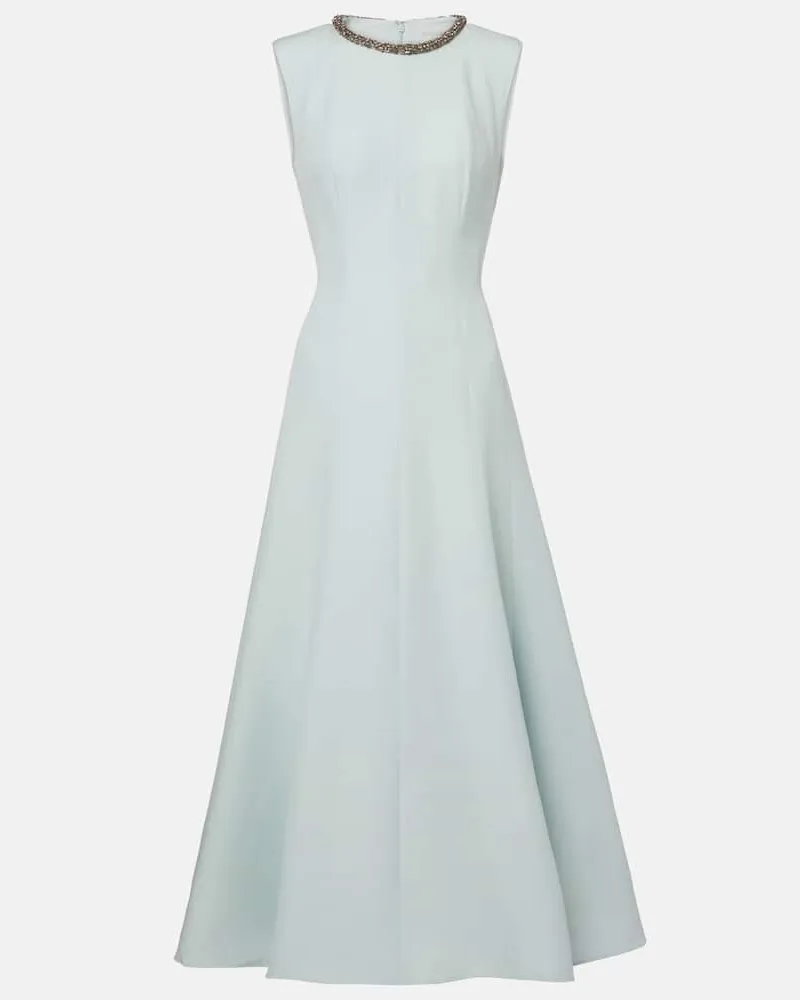 Roland Mouret Verziertes Midikleid aus Wolle und Seide Grün