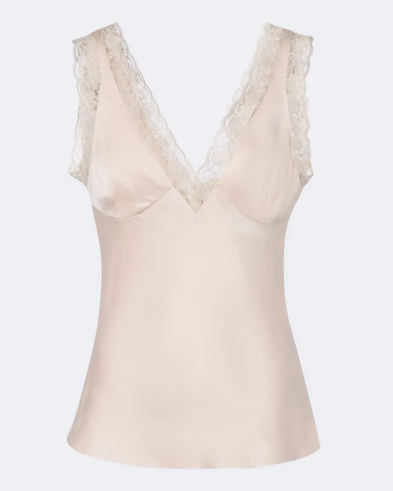 Posse Top Blake aus Seidensatin mit Spitze Rosa