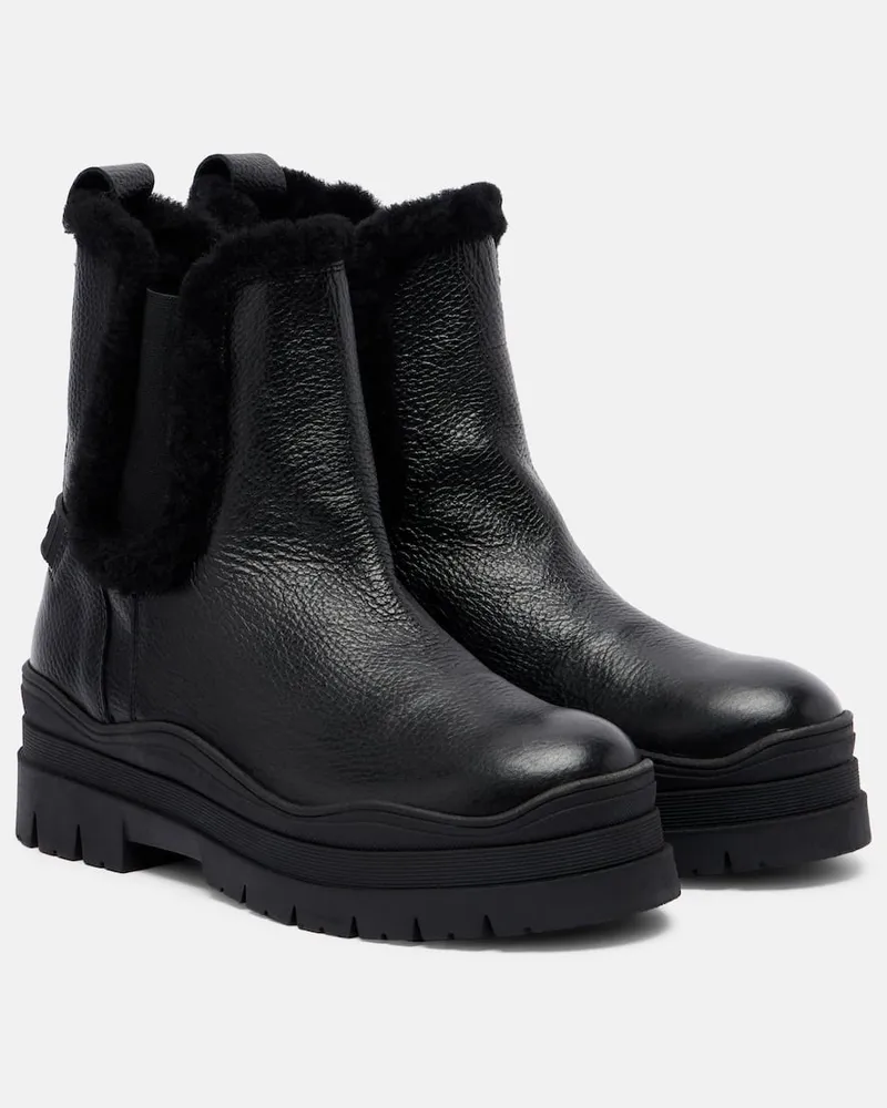 Bogner Chelsea Boots Arosa aus Leder mit Shearling Schwarz