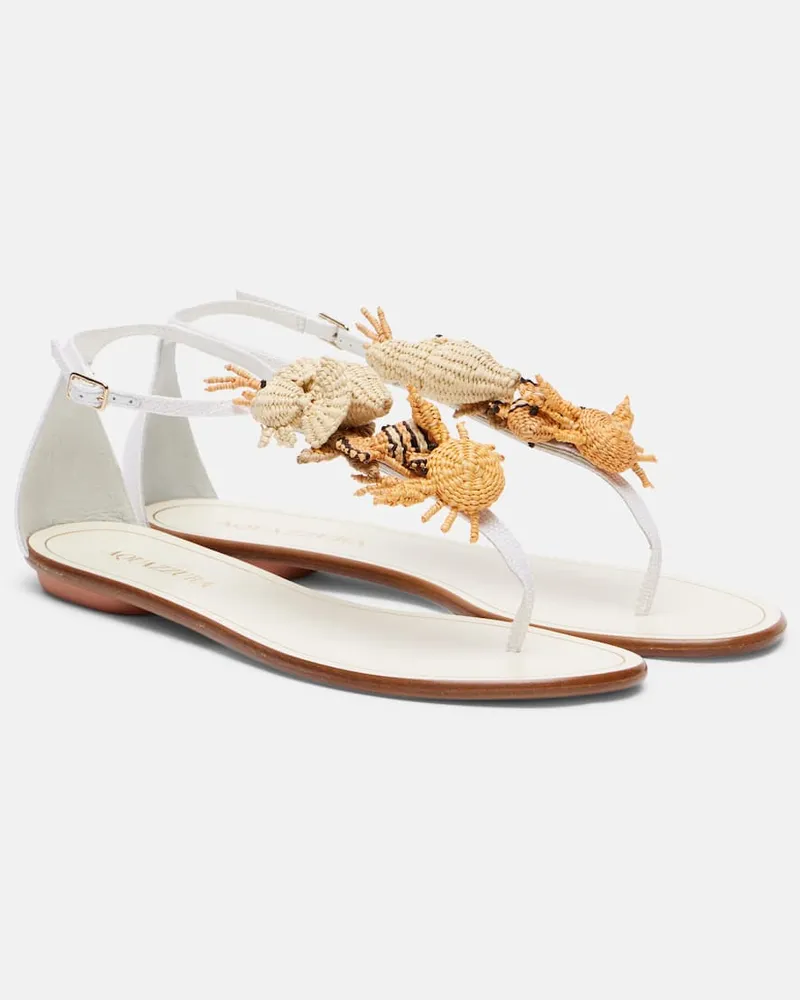 Aquazzura Sandalen Marea aus Raffiabast und Leder Weiß