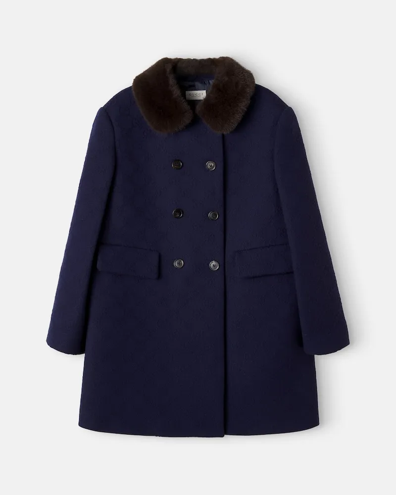 Gucci Mantel GG aus einem Wollgemisch Blau