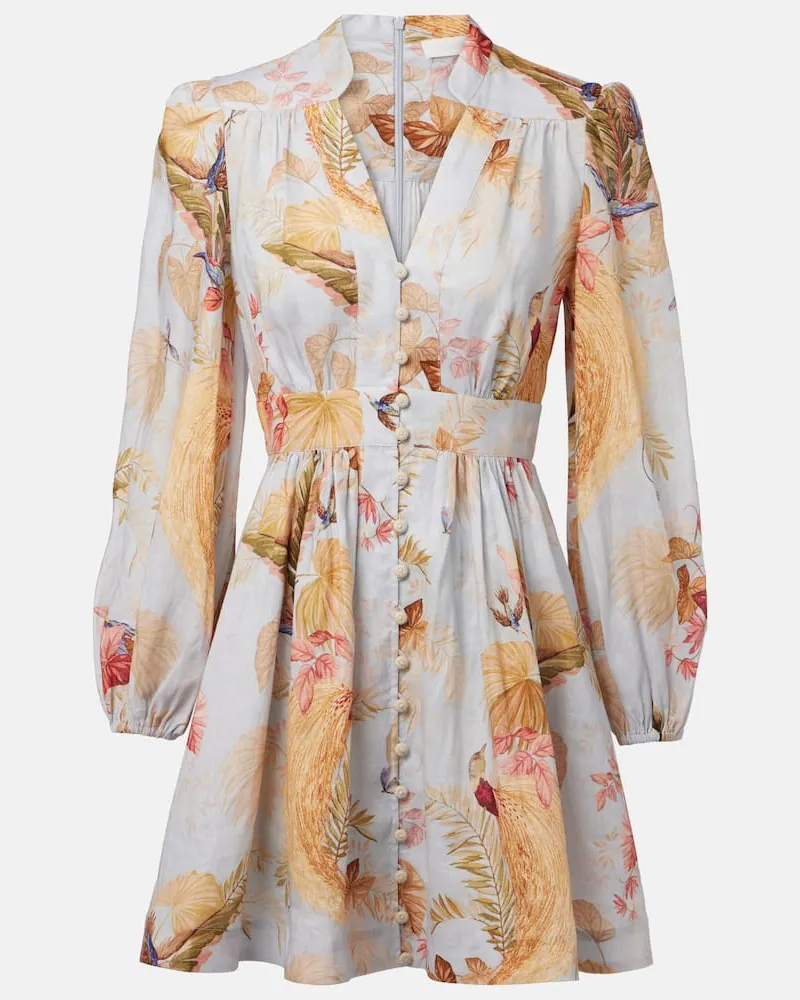 Zimmermann Minikleid Ascension aus Leinen Multicolor