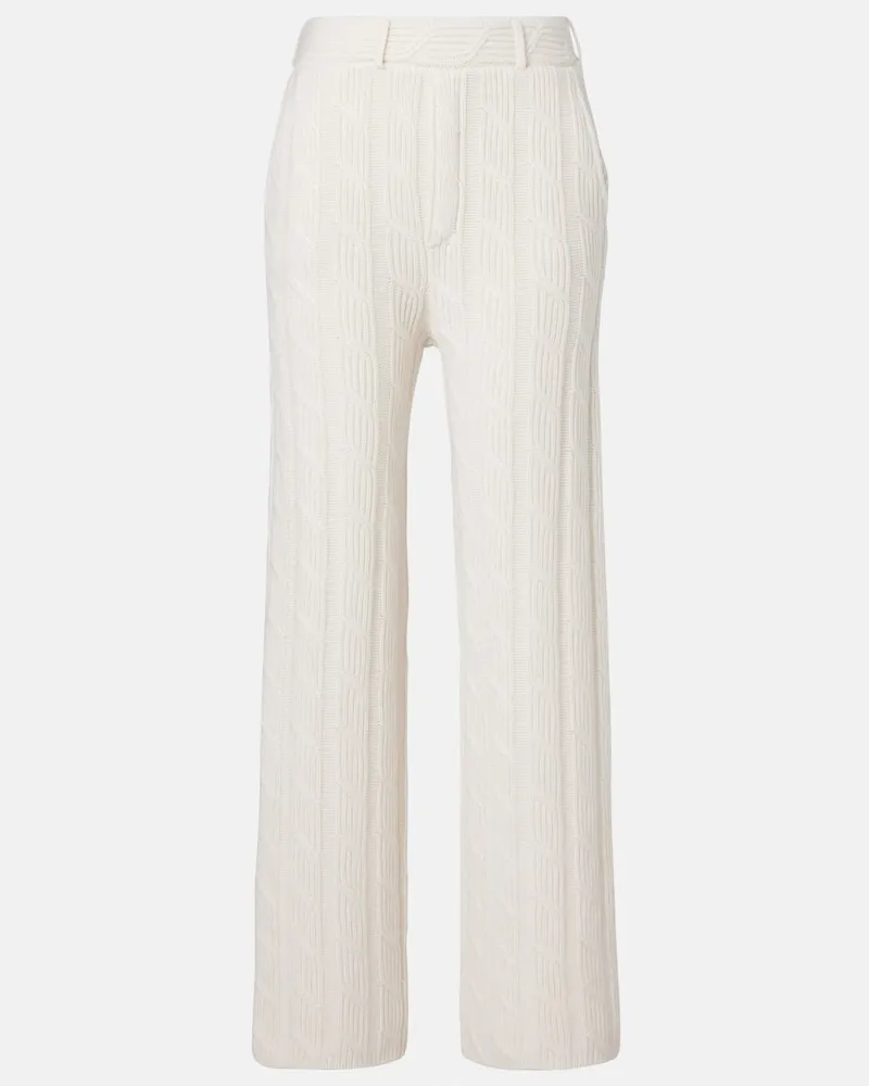 Lisa Yang Weite Low-Rise-Hose Ebba aus Kaschmir Beige