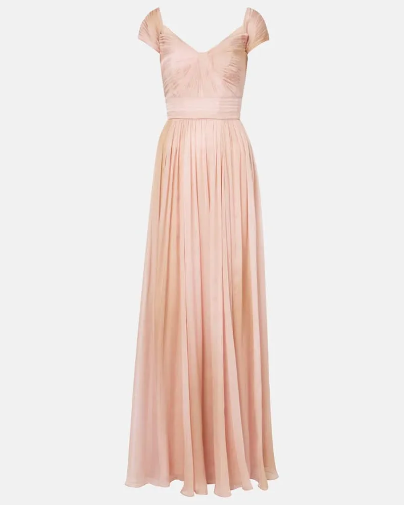Elie Saab Robe aus Seidenchiffon Beige