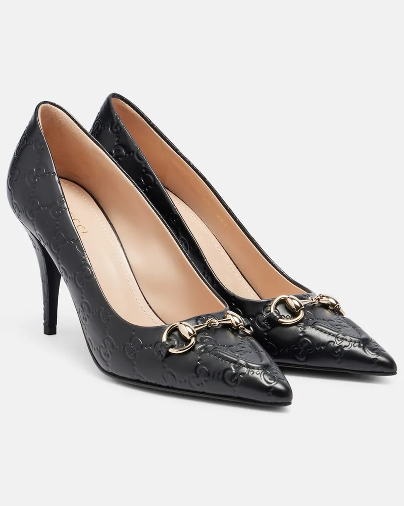 Gucci Pumps GG Horsebit aus Leder Schwarz